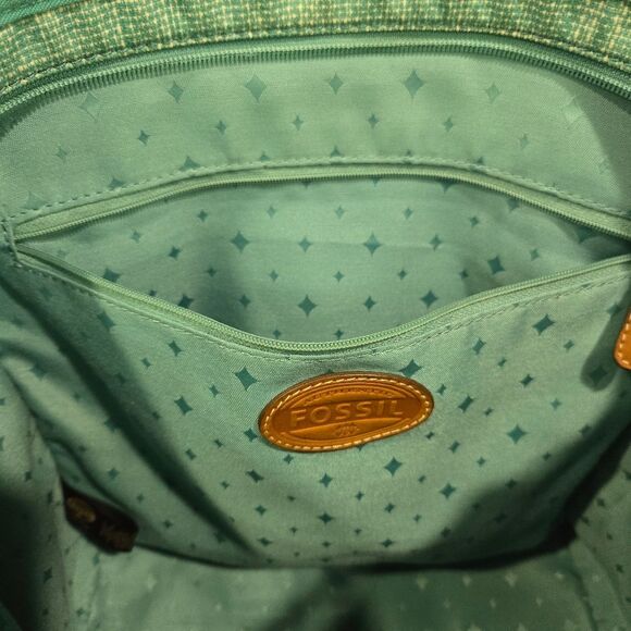 🐢 Fossil Keyper Blue Tote Bag with Tan Accents - Picture 7 of 11